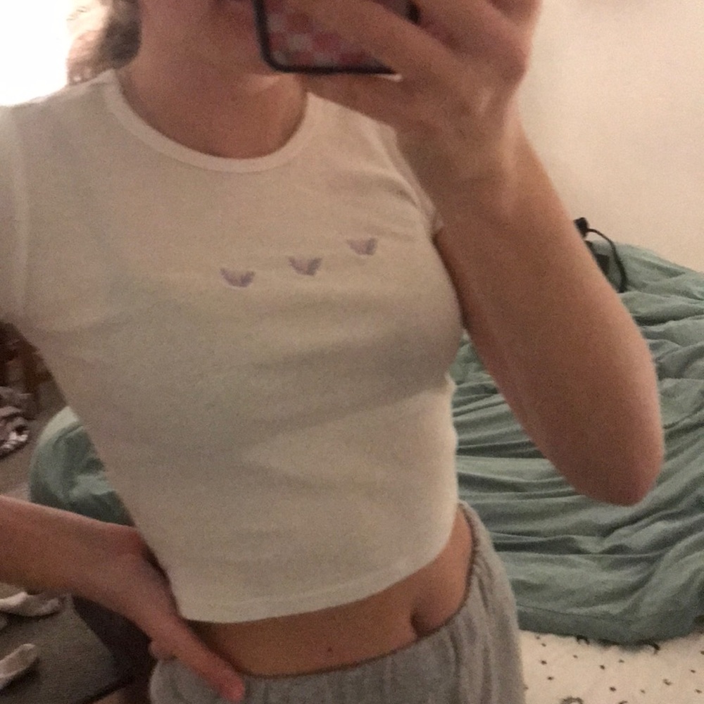 white cropped top